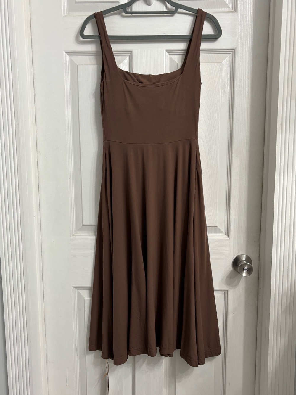 OGL SunKiss Brown Midi Square-Neck A-Line Dress Pullover Medium NWT - Picture 3 of 8